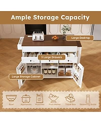 Streamdale Furniture 74.8" White Kitchen Island with Extendable Table, Power Outlet & Storage