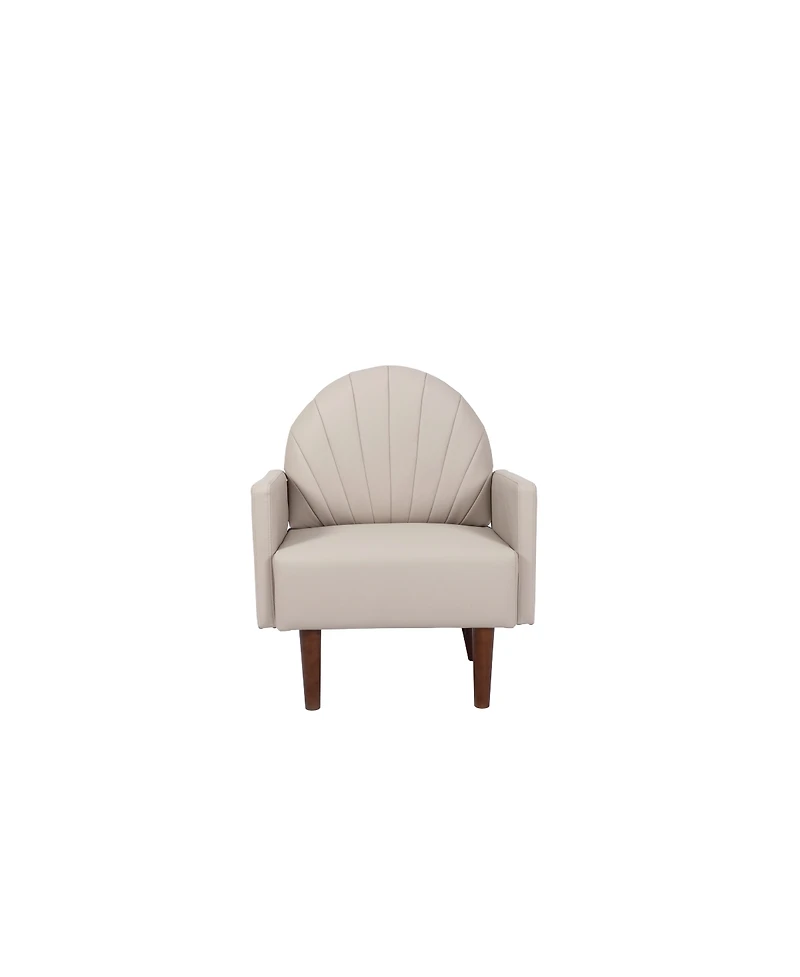 Streamdale Furniture Shell armchair with Pu leather and wooden legs
