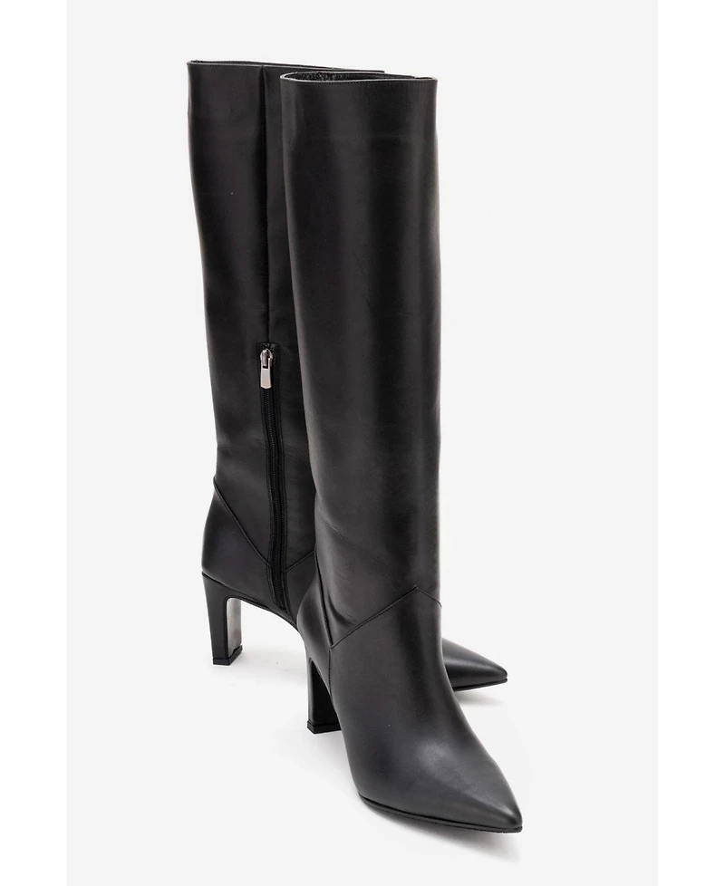 Forever and Always Women Shoes Merla Leather Block Heel Boot