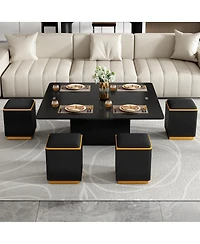 Streamdale Furniture Streamdale Lift-Top Coffee Table with Storage Stools & Foldable Top