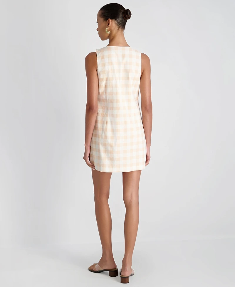 French Connection Women's V-Neck Gingham Mini Dress