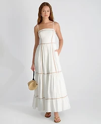 French Connection Women's Square-Neck Cambria Contrast Trim Maxi Dress