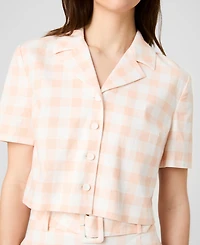French Connection Women's Collared Gingham Crop Shirt