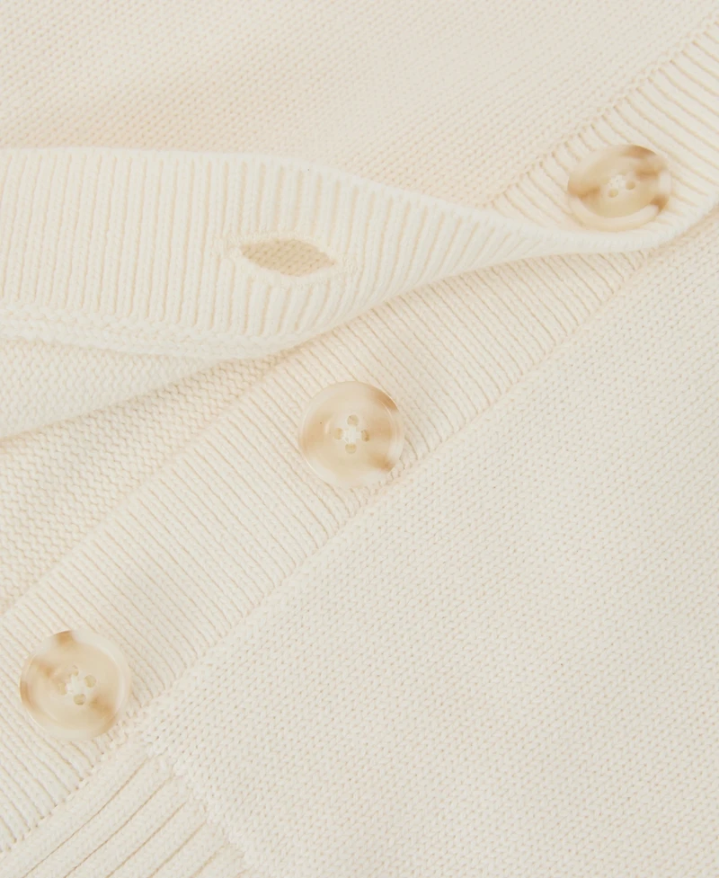 Reiss Women's V-Neck Short-Sleeve Cotton-Wool Cardigan Sweater