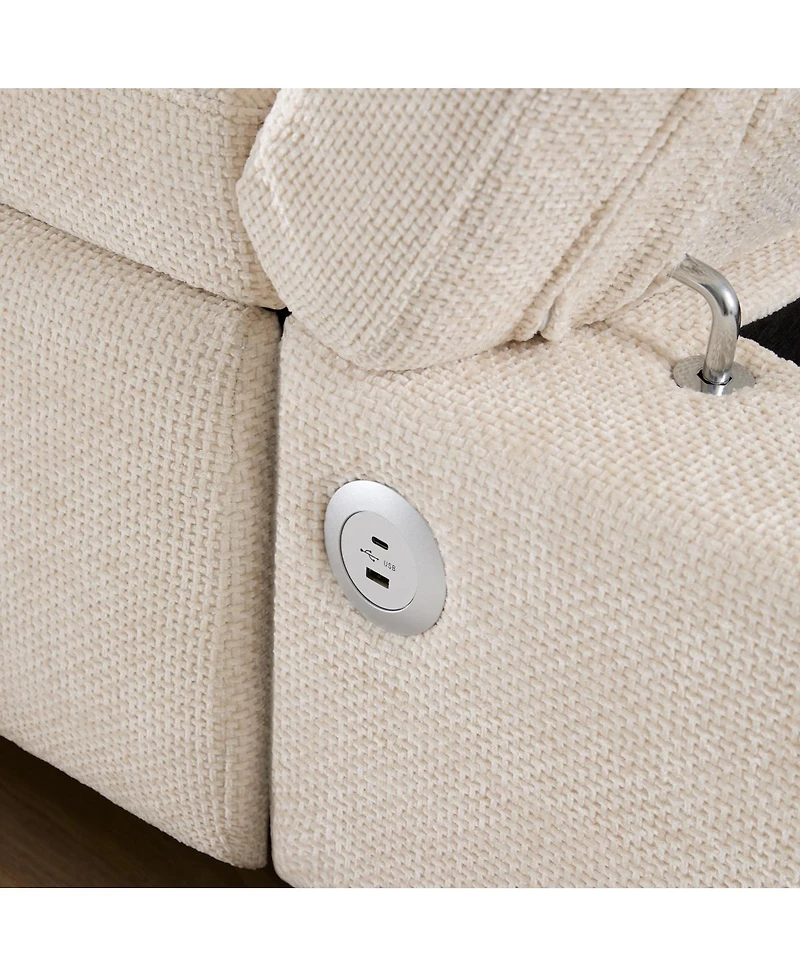 Streamdale Furniture Streamdale 107" Sectional Sleeper Sofa Bed with Pull Out Couch, L-shaped, Usb/Type-c Charging