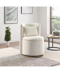 Streamdale Furniture 360° Swivel Accent Chair with Storage & Gold Base