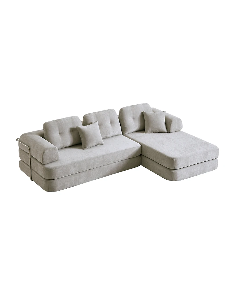 Streamdale Furniture 104" Boneless Chenille Memory Foam Modular Sectional Sofa with Chaise - No Assembly
