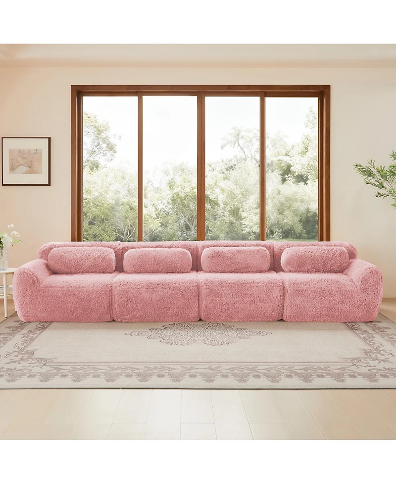 Streamdale Furniture 149" Plush Boneless Sofa with Ergonomic Design, Free Combination Buckle