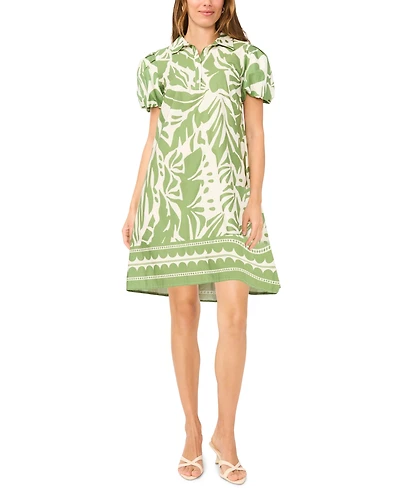 Msk Women's Short-Sleeve Button Collar Dress