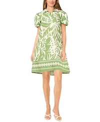 Msk Women's Short-Sleeve Button Collar Dress