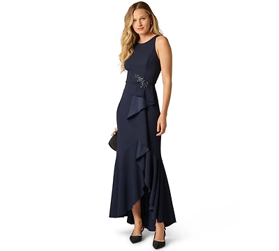Adrianna Papell Women's Cascading-Ruffle Crepe Gown