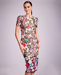 Dress the Population Women's Puff Short-Sleeve Bodycon Midi