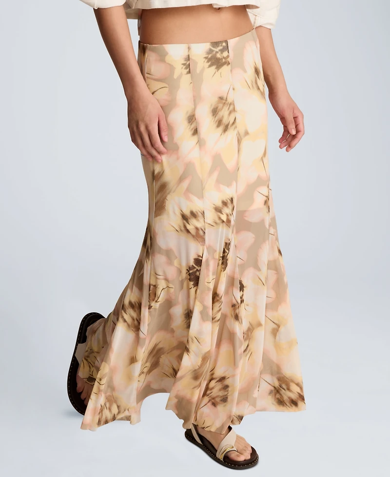 Kenneth Cole Women's Pull-On Godet Printed Maxi Skirt