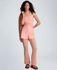 Kenneth Cole Women's Stretch Lace-Front Mock Neck Tank Top