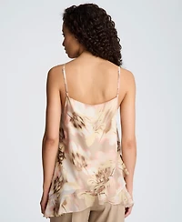 Kenneth Cole Women's Asymmetric Hem Ruffle Sleeveless Cami Top