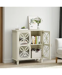 Freestanding Storage Cabinet With Tempered Glass Door