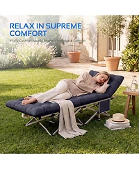 Inolait Adjustable 4-Position Folding Bed, Lounge Chair & Camping Cot with Pillow & Thicked Mattress