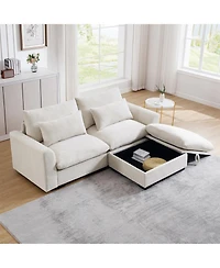 Streamdale Furniture Corduroy Sectional Sofa with Ottoman