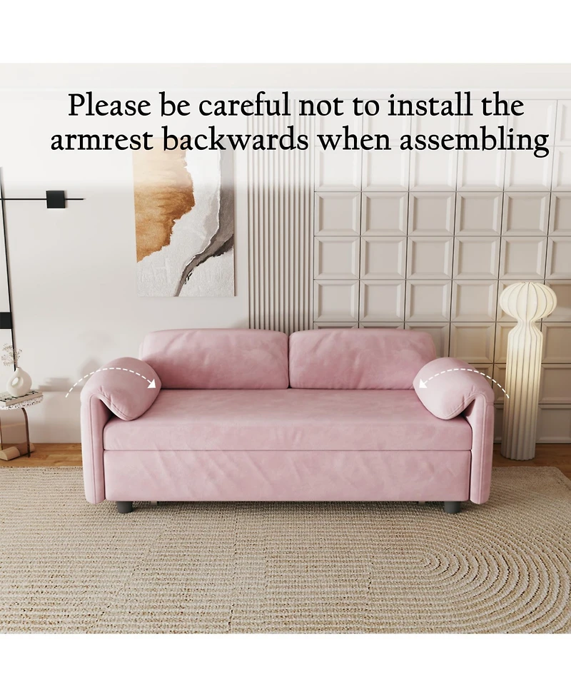 Streamdale Furniture Velvet Sofa Bed with Retractable Bed