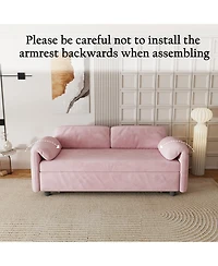 Streamdale Furniture Velvet Sofa Bed with Retractable Bed