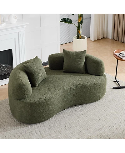Streamdale Furniture Green Curved Loveseat Sofa - Teddy Velvet, No-Assembly, 350 lbs Capacity