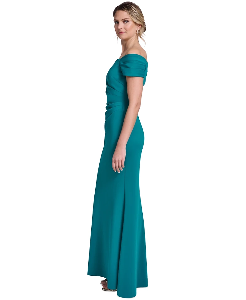 Jessica Howard Women's Off-The-Shoulder Side Tuck Gown