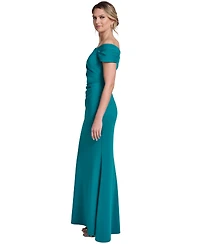 Jessica Howard Women's Off-The-Shoulder Side Tuck Gown