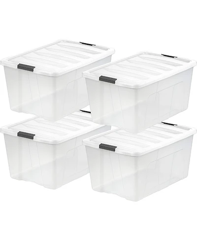 Iris Usa 94 Qt Stackable Plastic Storage Bins with Lids, 4Pk