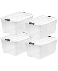 Iris Usa 94 Qt Stackable Plastic Storage Bins with Lids, 4Pk