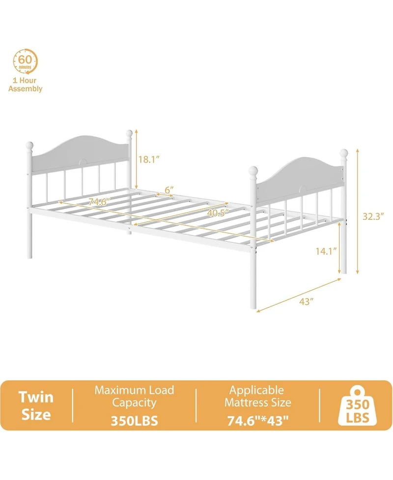 gaomon Daybed Metal Foldable Frame Double-Sized Sofa Bed Heavy Duty Steel for Living Room Bedroom Guest
