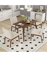 Streamdale Furniture 5-Piece Dining Table Set with Solid Wood Table and 4 Upholstered Chairs