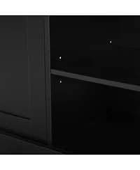 Streamdale Furniture Elegant Arched Entertainment Center with Bookshelf & Farmhouse Tv Stand