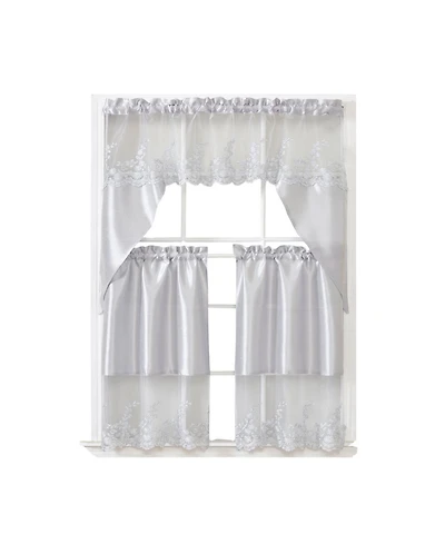 Rt Designers Collection Polyester Bethany Embroidered 3 Piece Kitchen Curtains Tier & Swag Set