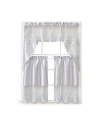 Rt Designers Collection Polyester Bethany Embroidered 3 Piece Kitchen Curtains Tier & Swag Set