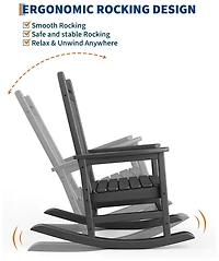 gaomon Hdpe Outdoor Rocking Chair, High Back Patio Rocking Chairs with Wide Armrests, All Weather Porch Rocker for Lawn, Deck