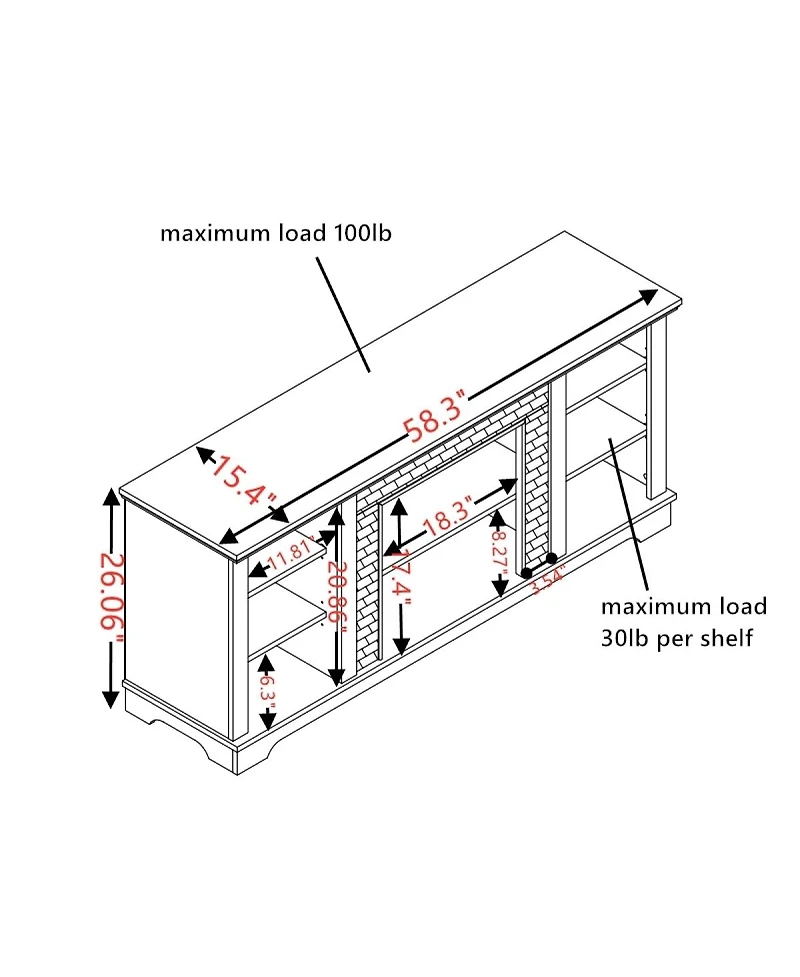 Streamdale Furniture Tv Media Stand with Faux Stacked Stone Surround