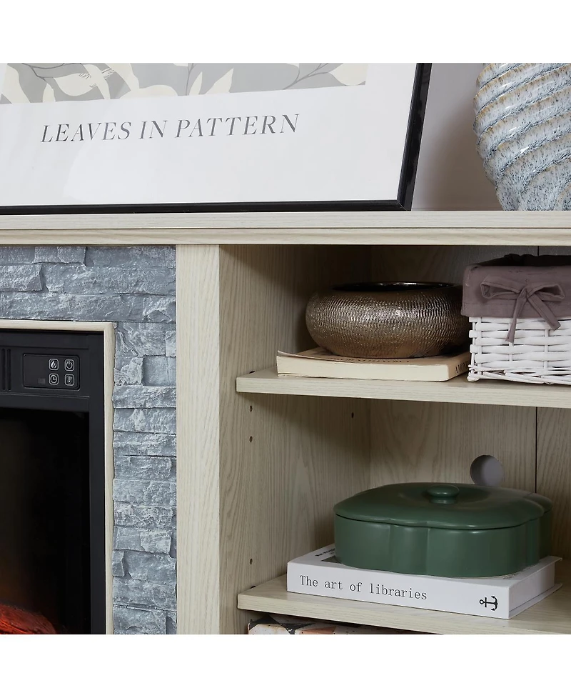 Streamdale Furniture Mantel Electric Fireplace Stone Tv Media Stand