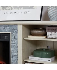 Streamdale Furniture Mantel Electric Fireplace Stone Tv Media Stand