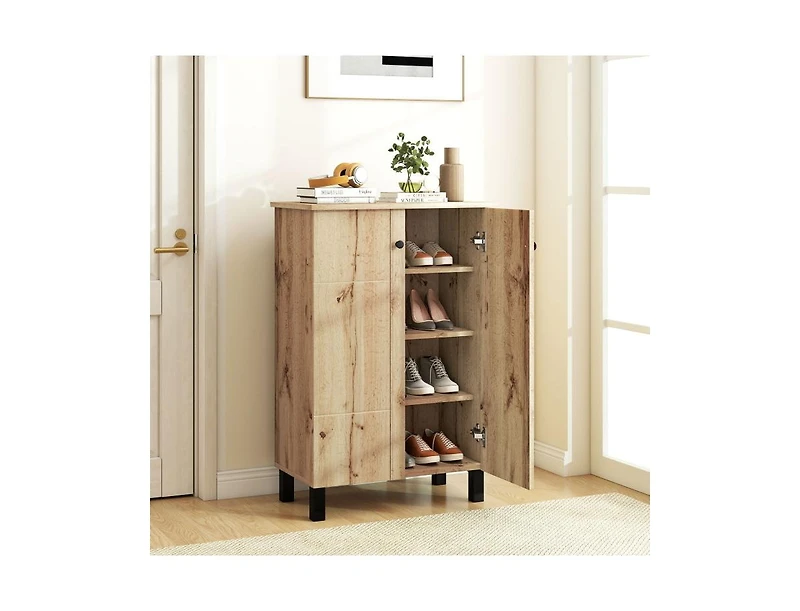 Slickblue 4-Tier Shoe Storage Cabinet with Removable Shelves & Doors