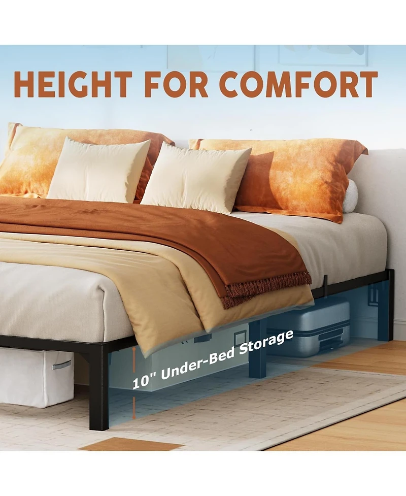 gaomon Bed Frame, 10 Inch Metal Platform, No Box Spring, No Screws Needed, 800 Lbs Capacity, Heavy Duty, Tool-Free Assembly
