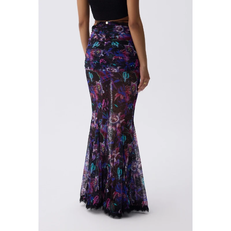 Luna B Women's Salvia Draped Floral Maxi Skirt