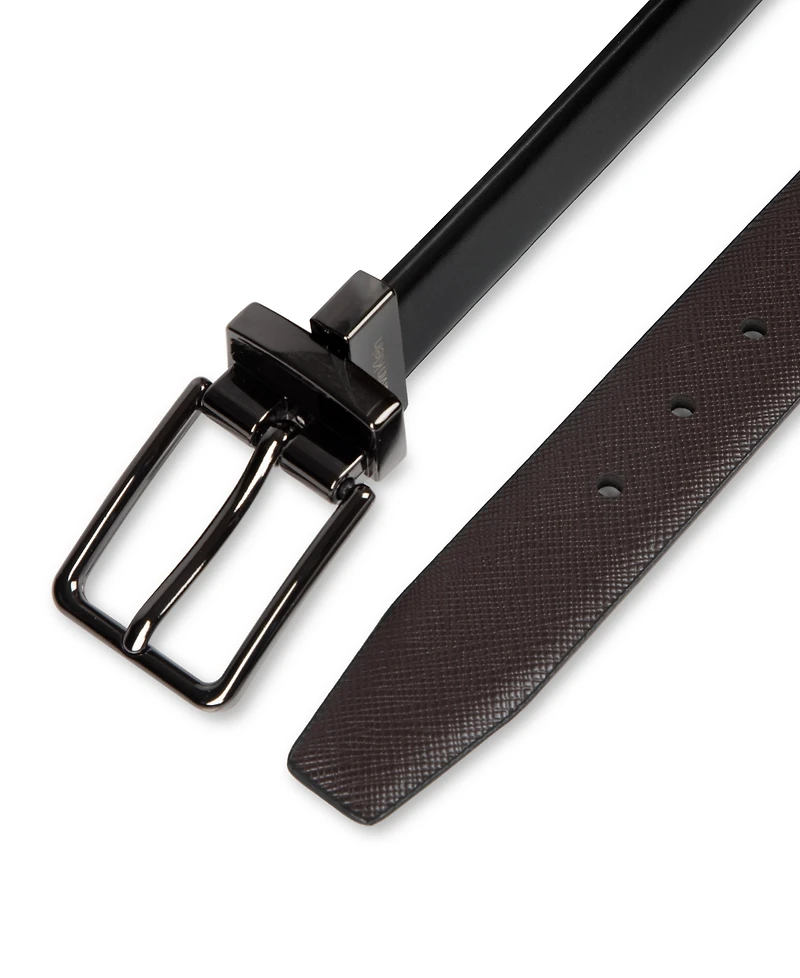 Calvin Klein Boy's S-xl Two-In-One Reversible Smooth-To-Saffiano Dress Belt