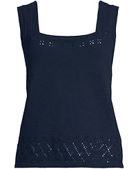 Lands' End Women's Pointelle Square Neck Tank Sweater