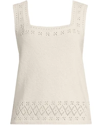 Lands' End Women's Pointelle Square Neck Tank Sweater
