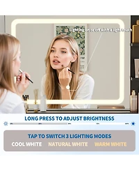 gaomon Mid-Century Modern Makeup Vanity Desk with Lighted Mirror.