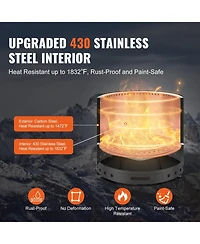 Ecooso 28-Inch Wood Burning Fire Pit with Removable Ash Pan, Stainless Steel Construction