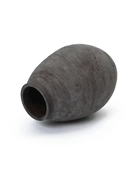 LuxenHome Antique Brown Cement Vase,Tall Rustic Home Accent for Tabletops and Open Shelving