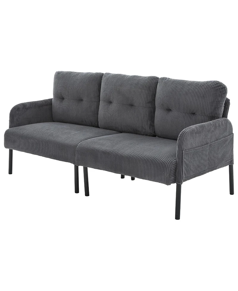 Streamdale Furniture Oversized Corduroy Loveseat Sofa with Metal Legs & Side Pockets