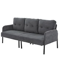 Streamdale Furniture Oversized Corduroy Loveseat Sofa with Metal Legs & Side Pockets
