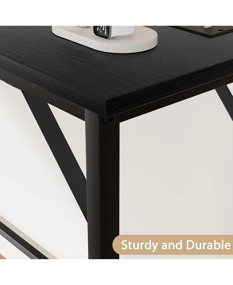 gaomon 39.4" Narrow Industrial Console Table with Built-In Outlet and Usb Ports